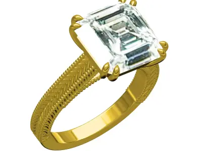 Single Stone Cathedral Art Deco Ring 3D print model