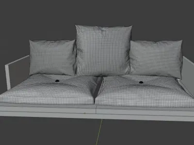 Sofa with two lamps hanging above it 3D model