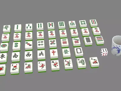 Mahjong and dice Low-poly 3D model