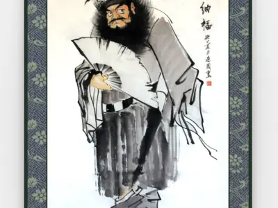 Chinese Hanging Scroll Brush Painting - Figure of Zhong Gui Low-poly 3D model