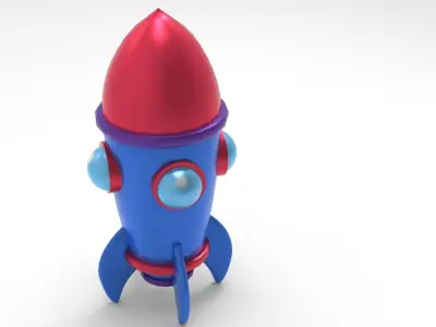 Retro Space Rocket Cartoon  Free low-poly 3D model