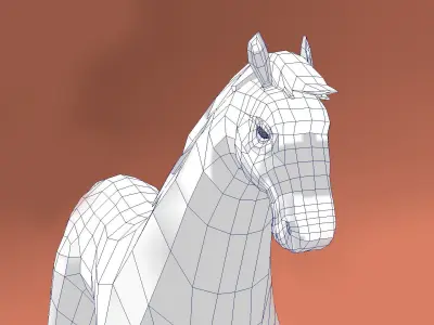 Horse low-poly model checkered Low-poly 3D model
