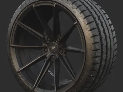 Rim WheelForce CF3-FF R Tire Michelin Pilot Sport 4 Low-poly 3D model