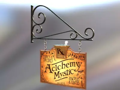 Vintage Alchemy Shop Sign 3D model