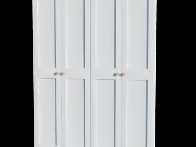 White Wooden Four-Door Lacquered Cabinet 3D model