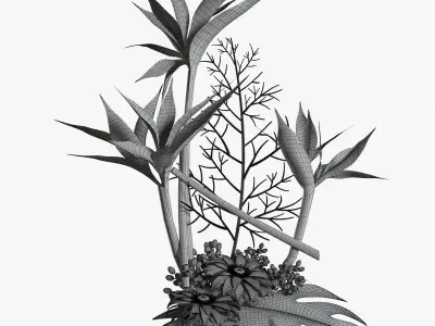 Gerbera plants in vase 3D model