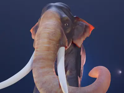 Realistic 3D Elephant with Tusks 3D model