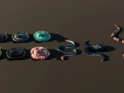Animated snakes pack 3D model