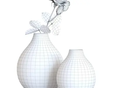 Crate andBarrel Bringham Vases with a Rose 3D model
