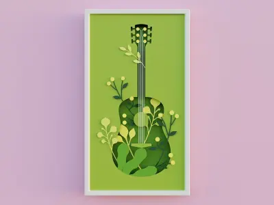 3D Photo Frame Guitar -01 3D model