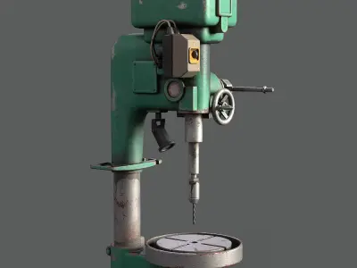 Old press drill  Low-poly 3D model