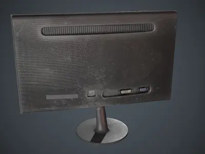 Hd Monitor and keyboard Low-poly 3D model