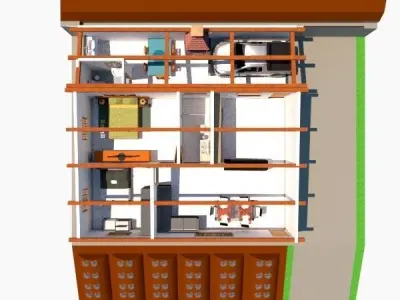 casa simples na zona rural 3D model