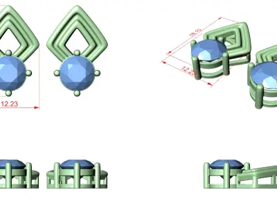 Diamond Earrings  3D print model