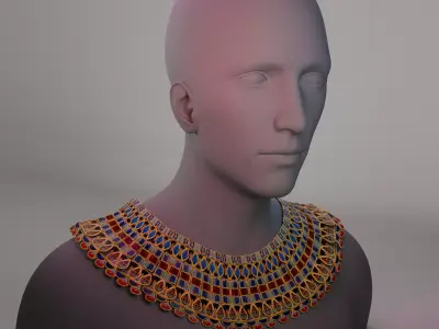 Ancient Egyptian Gold Necklace with Intricate Gemstone Inlays Low-poly 3D model