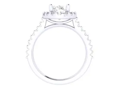 Classic Oval Solitaire With Halo Pave Band Engagement Ring 3dm 3D print model