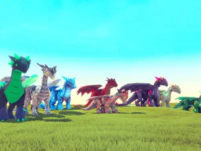 Elemental Dragon Low-poly 3D model