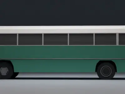 Low Poly Retro Bus Low-poly 3D model
