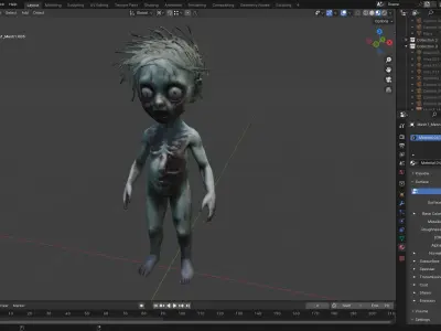 Realistic Zombie Child Rigged  Animated Low-poly 3D model