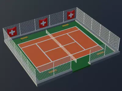 Tennis Court - Switzerland Low-poly 3D model