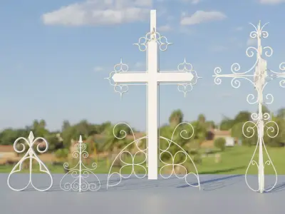 Gothic Ornaments - Crosses and Fence Tops Low-poly 3D model