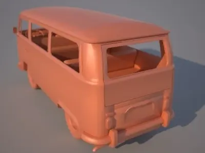 Volkswagen Kombi 1970 printable scale 1 to 10 3D print model