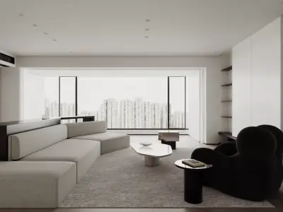 Modern living room dining room interior scenes 315 3D model