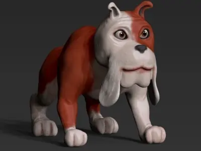  Cartoon bulldog Low-poly 3D model