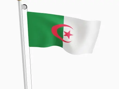 Flag of the Algeria Low-poly 3D model