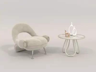 Modern Coffee Table and Armchair Set 59 3D model