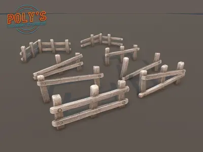 Low Poly Fence Low-poly 3D model Low-poly 3D model