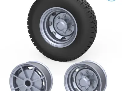 Truck Tire Mold With 3 Wheels 3D print model