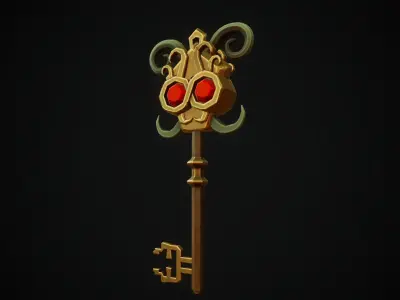 Stylized Key  Free low-poly 3D model