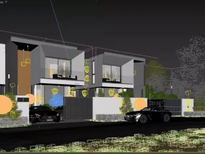 Townhouses  exterior 3d scene 3D model 3D print model