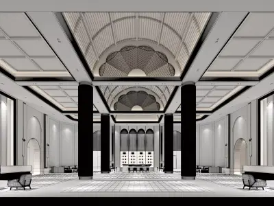 Hotel lobby Low-poly 3D model