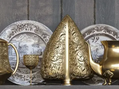 Classic set of kitchen ware 3D model