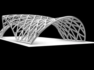 Pavilion Triangulated Wireframe Architecture Parametric v2 3D model