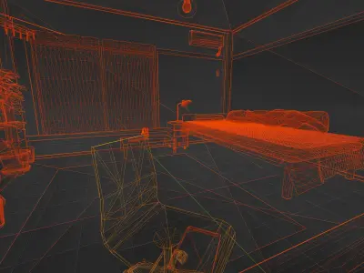 TEEN JAPANESE ROOM  Low-poly 3D model