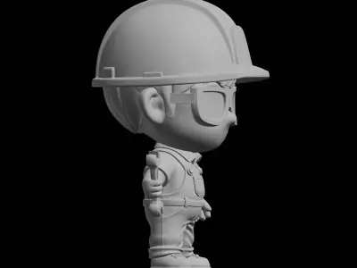 Chibi Engineer 3D Print Model Cartoon Character 3D print model