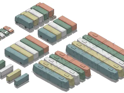Set of Simple Transport 3D model