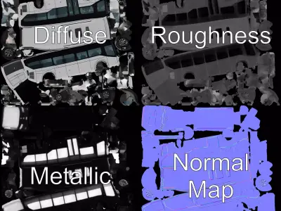 Modern Silver Bus model pack Low-poly 3D model