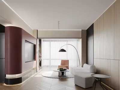 Modern living room dining room interior scenes 574 3D model