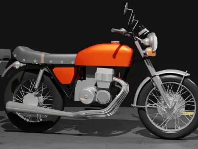 Motorcycle orange Low-poly 3D model