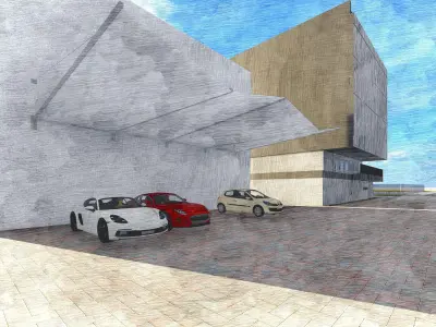 Modern Triangular Car Parking Shade  Low-poly 3D model