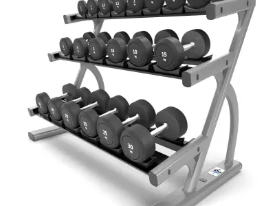 Gym-Tools-Fitness-Body-Building-set-03 dumbbell rack 3D model
