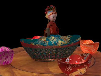 Chinese wedding bride figure  3D model