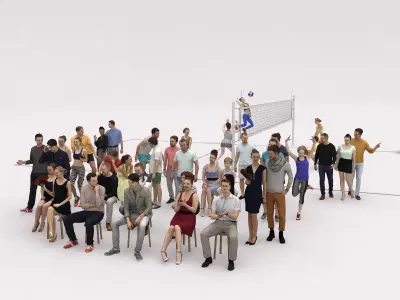 40x  Crowds Scanned Sports  Summer Casual  Sitting People  Low-poly 3D model