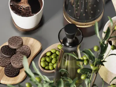 kitchen accessories 01-Olive set 3D model