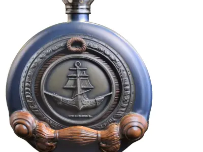 Nautical Ship Emblem Flask Low-poly 3D model
