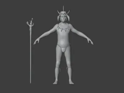 Forest Magic Man Rigged Low-poly 3D model